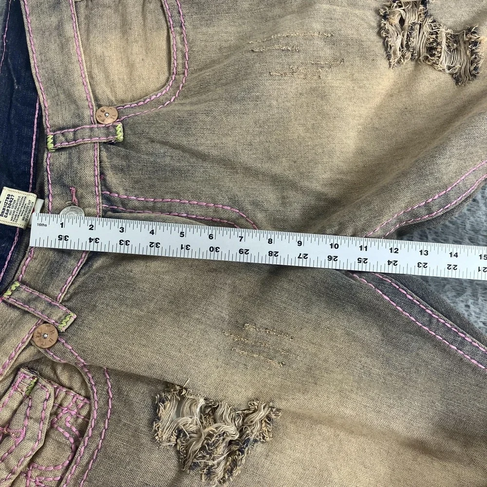 True Religion Ricky Jeans Mens 40x38 Distressed Relaxed Straight Denim Urban Cow